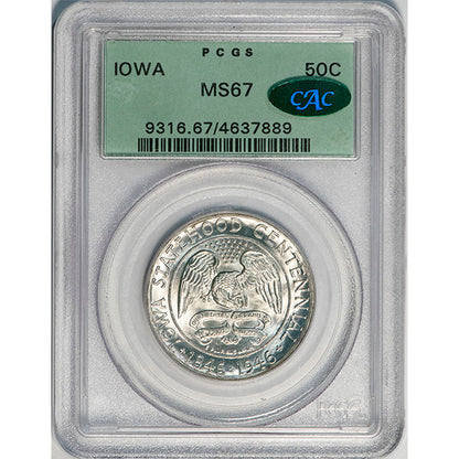 (9316) 1946 50C PCGS MS67 CAC Iowa slab