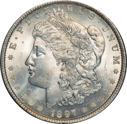 (7246) 1897 S$1 PCGS MS65 CAC Morgan obverse