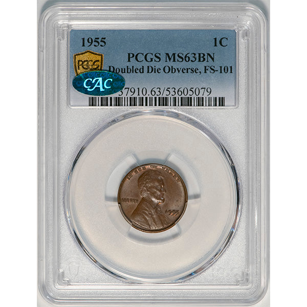 1955 1C DDO,  FS-101 PCGS MS63BN CAC