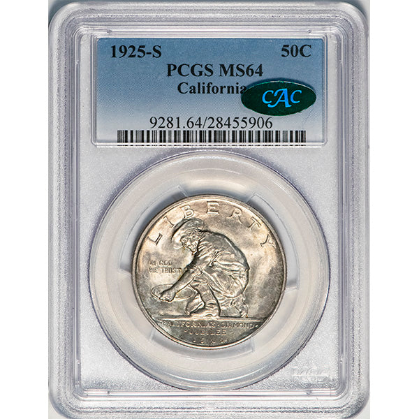 (9281) 1925-S 50C PCGS MS64 CAC California slab