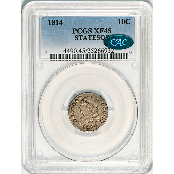 (4490) 1814 10C PCGS XF45 CAC Bust Dime slab