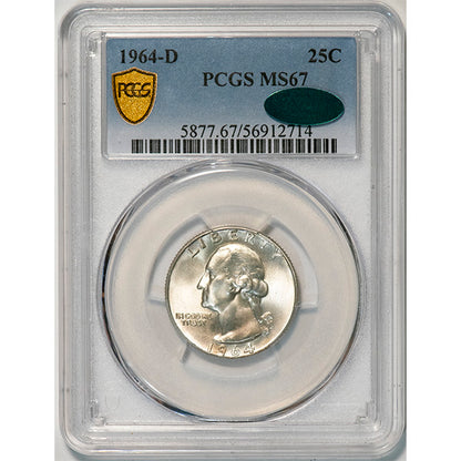 (5877) 1964-D 25C PCGS MS67 CAC