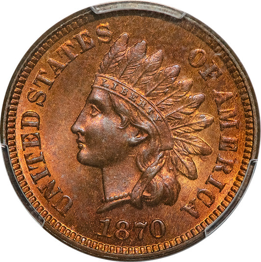 (2098) 1870 1C PCGS MS65RB Indian obverse