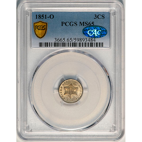 1851-O 3CS PCGS MS65 CAC