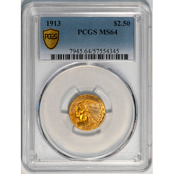 1913 $2.50 PCGS MS64