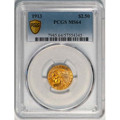 1913 $2.50 PCGS MS64