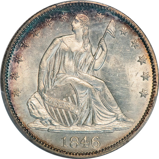 (6251) 1846 50C PCGS MS62 Medium Date obverse
