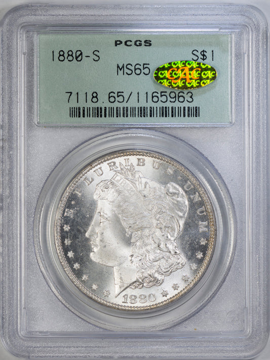 (7118) 1880-S $1 PCGS MS65 Gold CAC