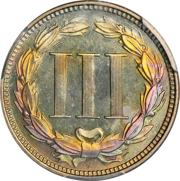 (3761) 1865 3CN PCGS PR67+ reverse