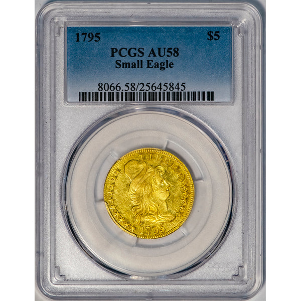(8066) 1795 $5 PCGS AU58 Small Eagle slab