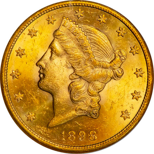 (9034) 1898-S $20 PCGS MS62 Liberty obverse