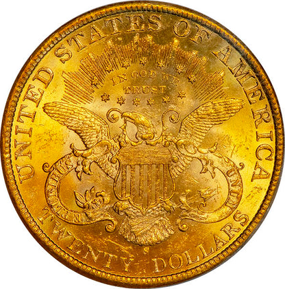 (9034) 1898-S $20 PCGS MS62 Liberty reverse