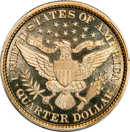 (5555) 1897 25C PCGS PR66DCAM CAC Barber reverse