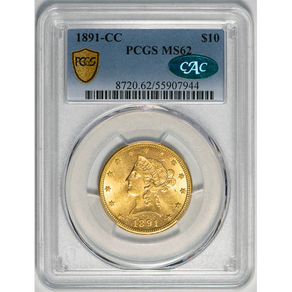 (8720) 1891-CC $10 PCGS MS62 CAC