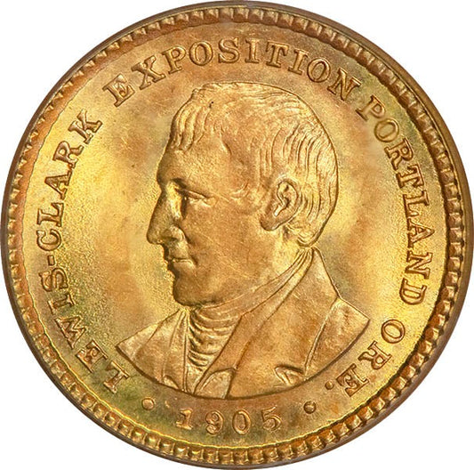(7448) 1905 G$1 PCGS MS65 Lewis and Clark CAC obverse