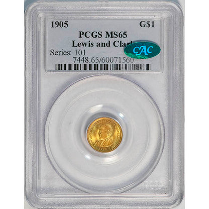 (7448) 1905 G$1 PCGS MS65 Lewis and Clark CAC slab