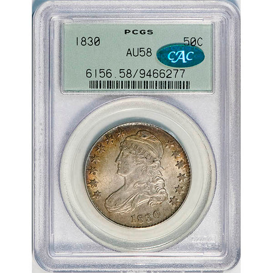 (6156) 1830 50C PCGS AU58 CAC Bust Half slab