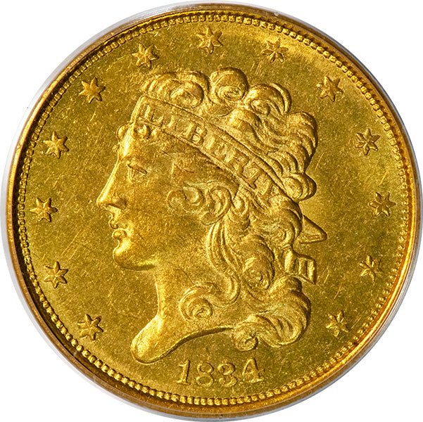 1834 $5 Classic Plain 4 PCGS MS61