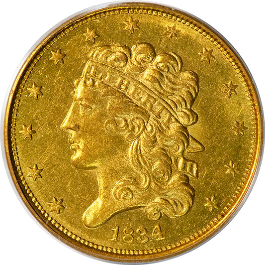 1834 $5 Classic Plain 4 PCGS MS61