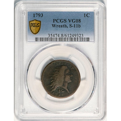 1793 1C Wreath, S-11b PCGS VG08