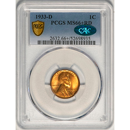 (2632) 1933-D 1C PCGS MS66+RD CAC