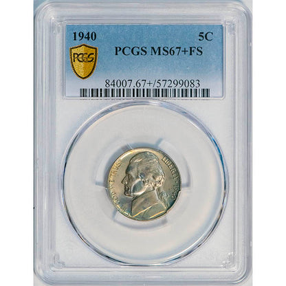 (4050) 1940 5C PCGS MS67+FS Jefferson slab