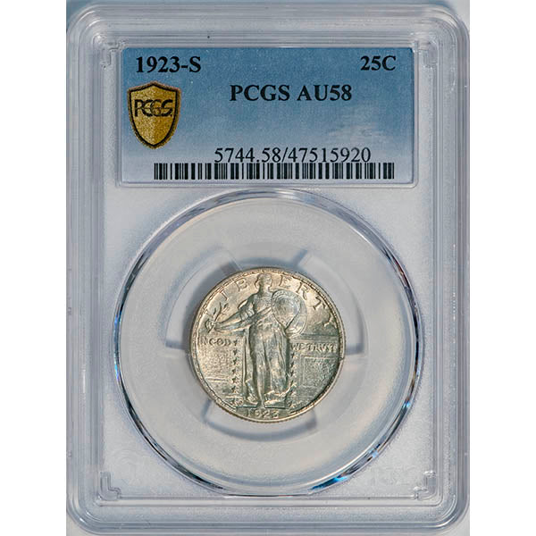 (5744) 1923-S 25C PCGS AU58 Standing Liberty slab