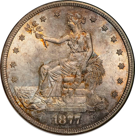 (7046) 1877-S T$1 NGC MS63 CAC Seated Trade Dollar obverse
