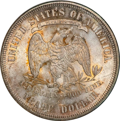 (7046) 1877-S T$1 NGC MS63 CAC Seated Trade Dollar reverse