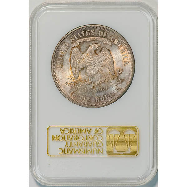(7046) 1877-S T$1 NGC MS63 CAC Seated Trade Dollar reverse slab