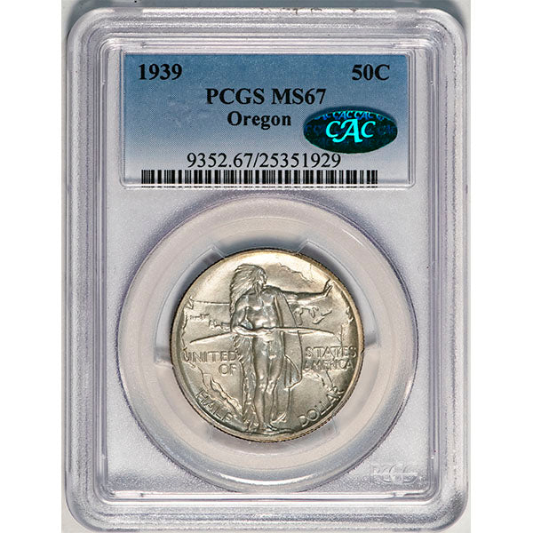 (9352) 1939 50C Oregon PCGS MS67 CAC