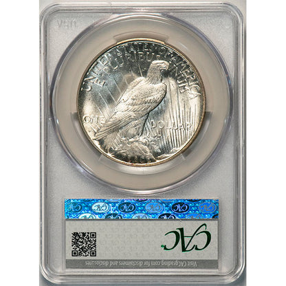 (7358) 1922-D $1 Peace Dollar CACG MS65 CAC