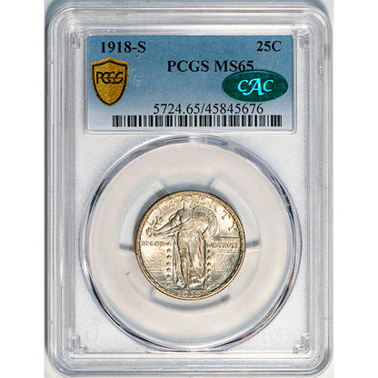 (5724) 1918-S 25C PCGS MS65 CAC