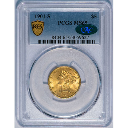 (8404) 1901-S $5 PCGS MS65 CAC