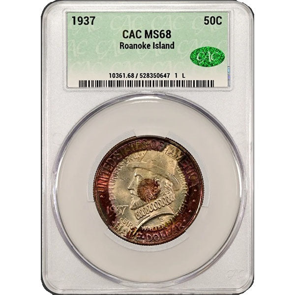 (9367) 1937 50C Roanoke Island CACG MS68 CAC