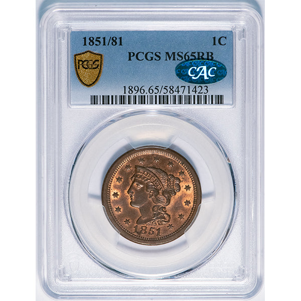 (1896) 1851/81 1C PCGS MS65RB CAC
