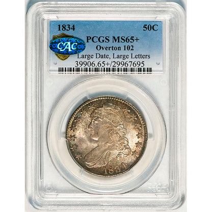 (6166) 1834 50C Large Date, Large Letters O-102 PCGS MS65+ CAC