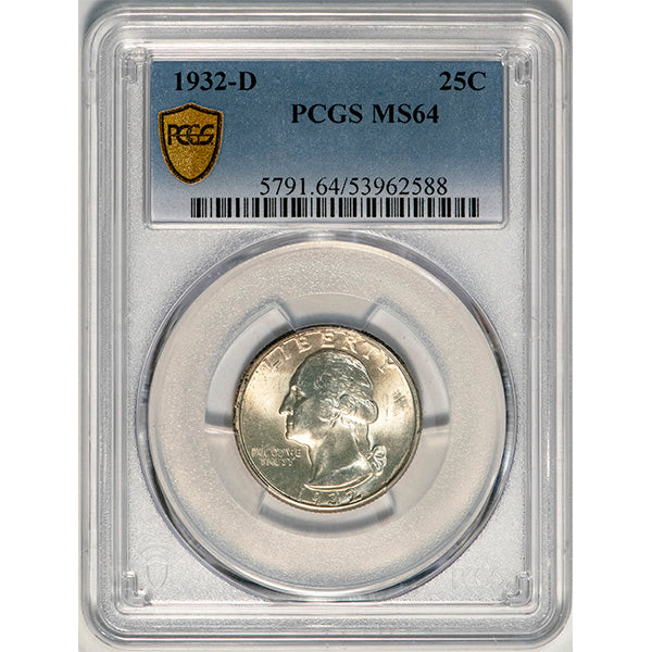 (5791) 1932-D 25C PCGS MS64