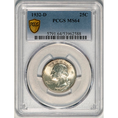 (5791) 1932-D 25C PCGS MS64