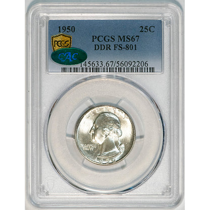 (5633) 1950 25C DDR FS-801 PCGS MS67