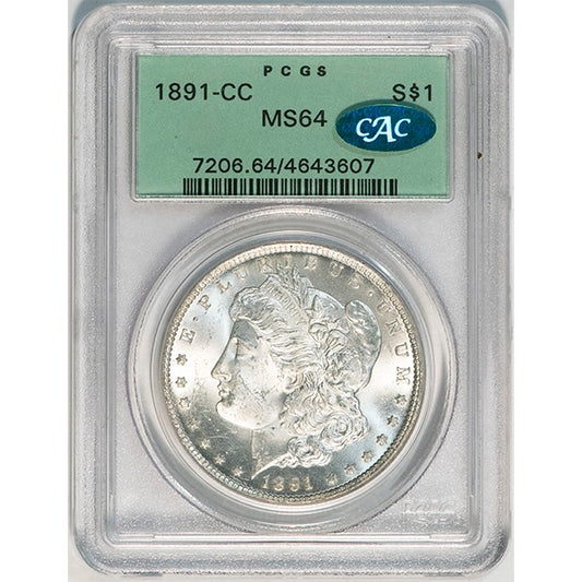 (7206) 1891-CC $1 PCGS MS64 CAC