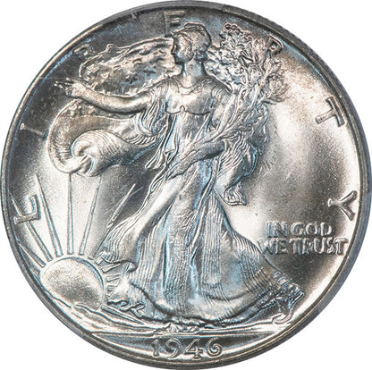 (6632) 1946 50C PCGS MS65 Doubled Die Reverse