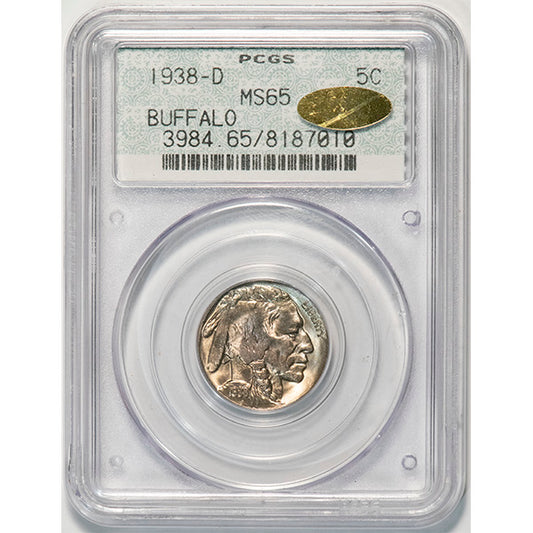 (3984) 1938-D 5C Buffalo PCGS MS65 Gold CAC