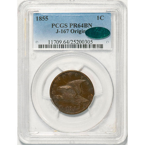 1855 1C J-167, P-193, R.5 PCGS PR64BN CAC