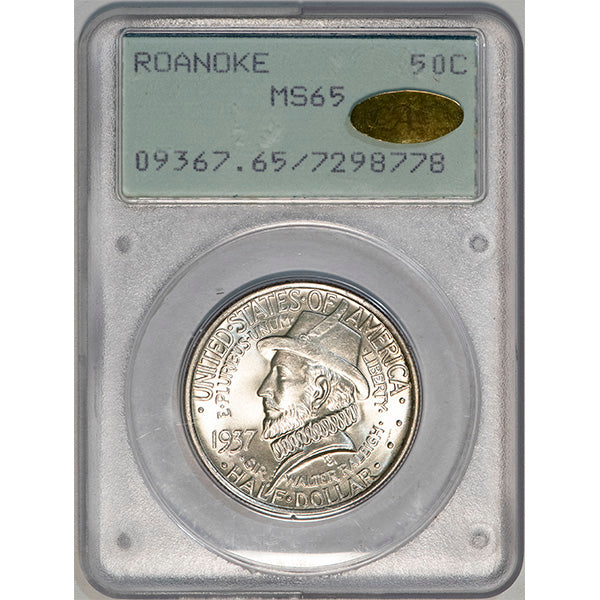 (9367) 1937 50C Roanoke PCGS MS65Gold CAC