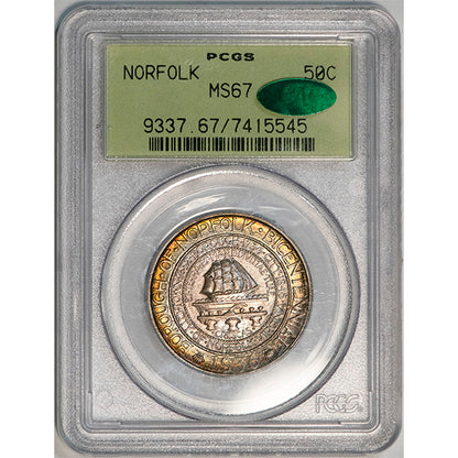 (9337) 1936 50C Norfolk PCGS MS67 CAC