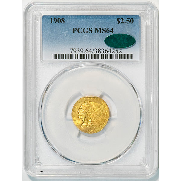 (7939) 1908 $2.50 PCGS MS64 CAC