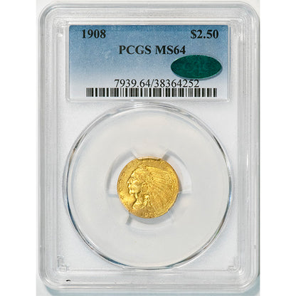 (7939) 1908 $2.50 PCGS MS64 CAC