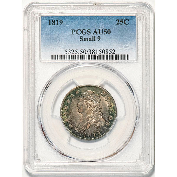 1819 25C Small 9 B-3 PCGS AU50