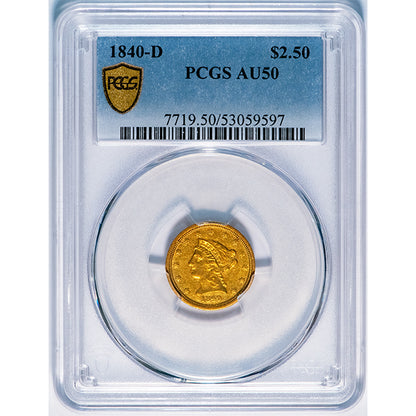 (7719) 1840-D $2.50 PCGS AU50